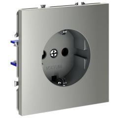 Розетка Вольтум (Voltum) 1-м СП S70 16 А с заземлением VLS040105 сталь, SCHUKO