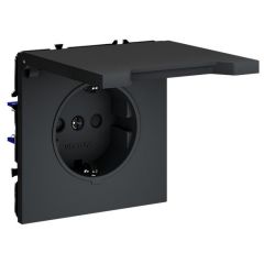 Розетка Вольтум (Voltum) 1-м СП S70 16 А с заземлением VLS040307 графит, SCHUKO с защитными шторками и крышкой