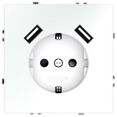 Розетка Вольтум (Voltum) VLS040402 1-м СП S70 16 А с USB A+A, заземление защитные шторки, белая матовая