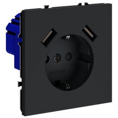 Розетка Вольтум (Voltum) VLS040407 1-м СП S70 16 А с USB A+A, заземление защитные шторки, графит