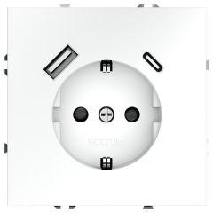 Розетка Вольтум (Voltum) VLS040502 1-м СП S70 16 А с USB A+С, заземлением защитные шторки, белый матовая