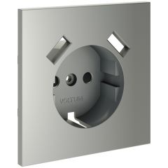 Накладка Вольтум для розетки с заземлением и защитными шторками, с USB A+A, S70 (сталь) VLS000905, Voltum