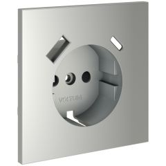 Накладка Вольтум для розетки с заземлением и защитными шторками, с USB A+C, S70 (сталь) VLS001005, Voltum