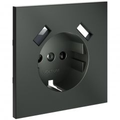 Накладка Вольтум для розетки с заземлением и защитными шторками, с USB A+A, S70 (титан) VLS000906, Voltum