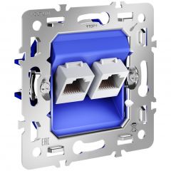 Механизм Вольтум розетки компьютерной двойной RJ45+RJ45 кат.6, S70 VLS0602M, Voltum