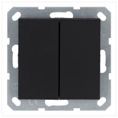 Переключатель перекрестный Джасмарт (Jasmart) G3014PB 2-клавиши 10 А IP20 механизм черный матовый soft touch