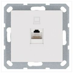 Розетка компьютерная 1-м RJ45 IP20 кат. 5E механизм белый глянцевый Jasmart G6105W