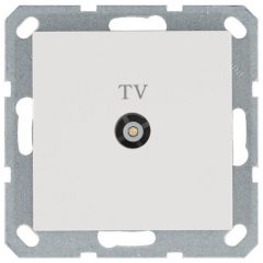 Розетка телевизионная проходная TV Ф9.5мм механизм белый глянцевый Jasmart G6002W