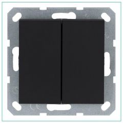 Переключатель проходной Джасмарт (Jasmart) 2-клавиши G3022PB, 10 А, IP20, черный матовый soft touch