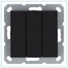 Выключатель Джасмарт (Jasmart) 3-клавиши 10 А IP20 механизм черный матовый soft touch G3031PB
