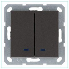 Выключатель Джасмарт (Jasmart) 2-клавиши 10 А IP20 с подсветкой G3023NZ, мокко, скрытая установка