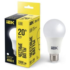 Лампа светодиодная ИЭК 20Вт A60 грушевидная 4000К нейтр. белый E27 230В IEK LLE-A60-20-230-40-E27