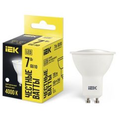 Лампа светодиодная ИЭК 7Вт PAR16 софит 4000К нейтр. белый GU10 230В IEK LLE-PAR16-7-230-40-GU10