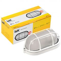 Светильник ИЭК НПП 1402 60Вт E27 IP54 белый овал с решеткой IEK LNPP0-1402-1-060-K01