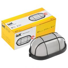 Светильник ИЭК НПП 1402 60Вт E27 IP54 чёрный овал с решеткой IEK LNPP0-1402-1-060-K02