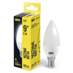 Лампа светодиодная ИЭК C35 9Вт свеча 3000К E14 230В IEK LLE-C35-9-230-30-E14