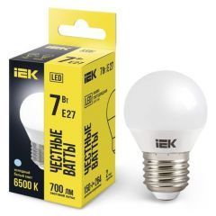 Лампа светодиодная ИЭК G45 7Вт шар 6500К E27 230В IEK LLE-G45-7-230-65-E27