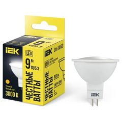 Лампа светодиодная ИЭК MR16 софит 9Вт 230В 3000К GU5.3 IEK LLE-MR16-9-230-30-GU5