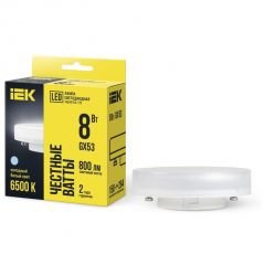 Лампа светодиодная ИЭК T75 таблетка 8Вт 230В 6500К GX53 IEK LLE-T80-8-230-65-GX53