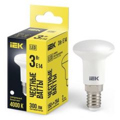 Лампа светодиодная ИЭК 3Вт R39 4000К нейтр. белый E14 270лм 230-240В IEK LLE-R39-3-230-40-E14