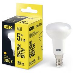Лампа светодиодная ИЭК R50 5Вт 3000К тепл. белый E14 450лм 230-240В IEK LLE-R50-5-230-30-E14