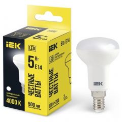 Лампа светодиодная ИЭК 5Вт R50 4000К нейтр. белый E14 450лм 230-240В IEK LLE-R50-5-230-40-E14