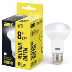 Лампа светодиодная ИЭК 8Вт R63 4000К нейтр. белый E27 720лм 230-240В IEK LLE-R63-8-230-40-E27
