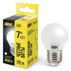 Лампа светодиодная ИЭК G45 7Вт шар 4000К нейтр. белый E27 630лм 230-240В IEK LLE-G45-7-230-40-E27