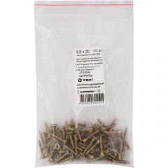 Шурупы Хват (Hvat) желтопассированные, универсальные 3,5х20 мм 100 шт, 21220-0