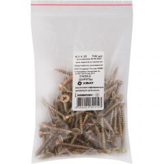 Шурупы Хват (Hvat) желтопассированные, универсальные 4,5х35 мм 100 шт, 21435-0