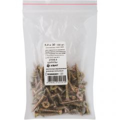 Шурупы Хват (Hvat) желтопассированные, универсальные 5х30 мм 100 шт, 21530-0