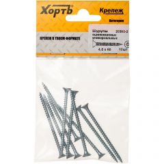 Шурупы Хват (Hvat) оцинкованные, универсальные 4х60 мм 10 шт, 20360-2