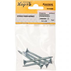 Шурупы Хват (Hvat) оцинкованные, универсальные 6х60 мм 5 шт, 20760-2