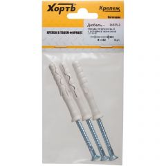 Дюбель-гвоздь Хват (Hvat) нейлоновый с потайной манжетой LYT 8х60 мм UK KP, 3 шт, 24635-3