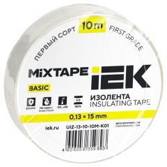 Изолента ИЭК ПВХ 0.13х15мм (рул.10м) белый IEK UIZ-13-10-10M-K01