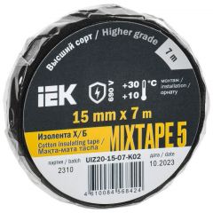 Изолента ИЭК Х/Б 15мм 7м MIXTAPE 5 IEK UIZ20-15-07-K02