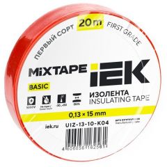 Изолента ИЭК ПВХ 0.13х15мм (рул.20м) красный IEK UIZ-13-10-K04