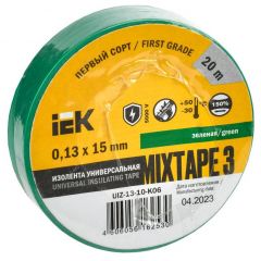 Изолента ИЭК ПВХ 0.13х15мм (рул.20м) зелёный IEK UIZ-13-10-K06