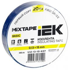 Изолента ИЭК ПВХ 0.13х15мм (рул.20м) синий IEK UIZ-13-10-K07