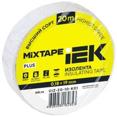 Изолента ИЭК ПВХ 0.18х19мм белый (рул.20м) IEK UIZ-20-10-K01