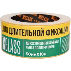 Лента двухсторонняя клейкая X-Glass на полипропиленовой основе 50 мм х 10 м (0105)
