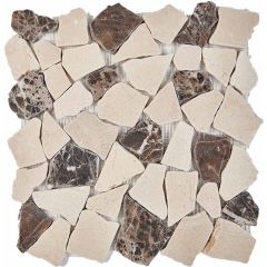 Мозаика Pixmosaic Мрамор Cream marfil, Dark Imperador 30,5х30,5 см (PIX262)