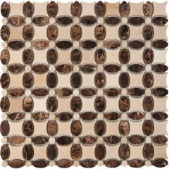 Мозаика Pixmosaic Мрамор Cream marfil, Dark Imperador 33,6х33,6 см (PIX283)