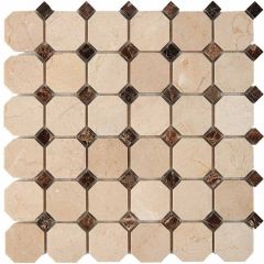 Мозаика Pixmosaic Мрамор Cream marfil, Dark Imperador 30,5х30,5 см (PIX212)