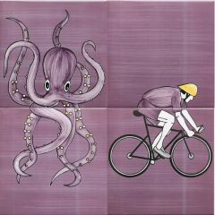 Плитка Reda (Рида) Советский Спорт Осьминог-Велосипедист 20х20 см Толедо Глянцевая