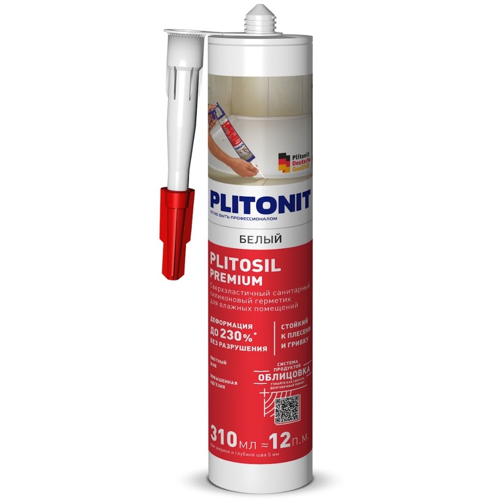 Герметик силиконовый Plitonit (Плитонит) PlitoSil Premium белый 310 мл