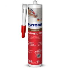 Герметик силиконовый Plitonit (Плитонит) PlitoSil Pro высокоэластичный санитарный кислотного отверждения для влажных помещений шоколад 280 мл
