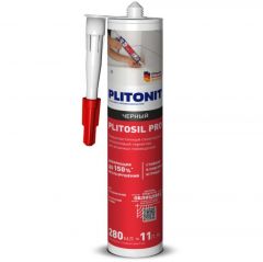 Герметик силиконовый Plitonit (Плитонит) PlitoSil Pro высокоэластичный санитарный кислотного отверждения для влажных помещений черный 280 мл