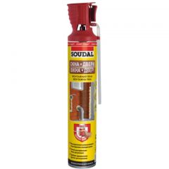 Пена монтажная Soudal (Соудал) Окна-двери с аппликатором Genius Gun светло-желтая (выход 45 л) 750 мл
