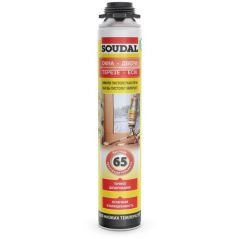 Пена монтажная Soudal (Соудал) Окна-двери пистолетная светло-желтая зимняя (выход 65 л) 820 мл